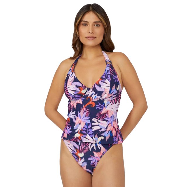 Gorgeous - Camiseta de Tankini Arianna Estampado de Palmeras para Mujer (Marino)
