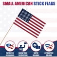 thumbnail image 2 of Super Tough Small American Stick Flags 8’’x12’’ | Cotton Outdoor Flag on 24’’ Wooden Stick | Hand Held Flags Patriotic Decor for Various Holiday Parties and National Flag Day | 12 Pack, 2 of 6