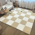 thumbnail image 2 of 4/12pcs Plush Puzzle Foam Floor Mat Soft Fluffy Interlocking Square Foam Tiles Area Rugs Carpet for Parlor Bedroom Decoration, 2 of 10