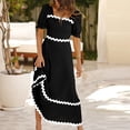 thumbnail image 5 of Wycnly Summer Dresses for Women Formal Dresses for Women Party Prom Elastic Waist Puff Sleeve A Line Long Dress Women Vintage Striped Print Square Neck Short Sleeve Maxi Sun Dresses, 5 of 7