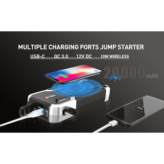 AUTOGEN Universal 2600A Car Jump Starter Battery Booster Jumper Box Powerbank