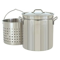 24-Quart Stainless Steel Stockpot with Basket & Lid - Large Pot for Boiling, Steaming, Frying, Soup, Seafood, Gumbo - Outdoor Cooking & Home Brewing