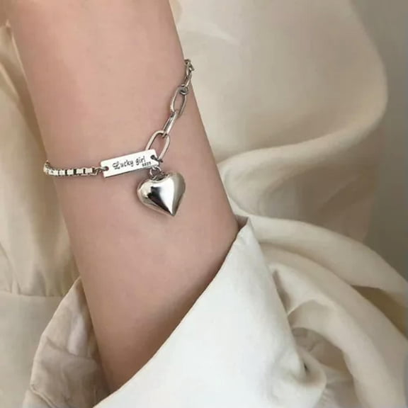 QQTDFG Fashion 925 Silver Love Heart Bracelet Adjustable Bangle Women Jewelry Gift New-#3