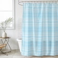 thumbnail image 2 of 72x78 Inch Shower Curtain Buffalo Plaid Bathroom Decor, Waterproof Fabric Bathtub Bath Curtains Decorative Sky Blue Cyan Farmhouse Gingham Striped Extra Long Shower Curtain Set with Hooks, 2 of 7