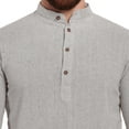 thumbnail image 4 of SKAVIJ Men's Handmade Cotton Henley Shirts with Trouser Long Sleeve Longline Summer Yoga T Shirts with Pocket (Medium,Grey), 4 of 6