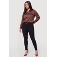 thumbnail image 3 of Women's Plus Size Satin Long Sleeve Button Front Shirt, 3 of 4