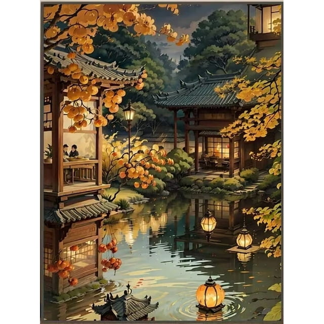 Kit de Broderie Paysage Architecture Ancienne, Mosaïque, Décoration Complète, 30*40cm, Cadre Non Inclus