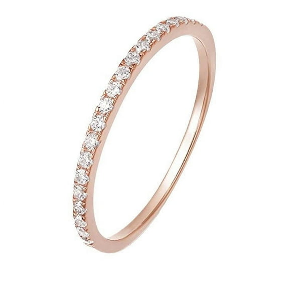 Bonjour Jewelers 18K Rose Gold Created Diamond Thin Eternity Band Plated Size 7