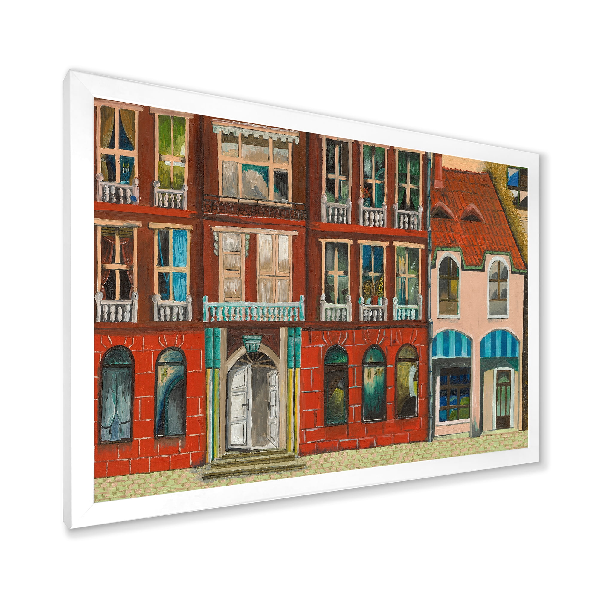 Designart 'Vintage Red Facade of Shop In Paris I' French Country Framed Art Print