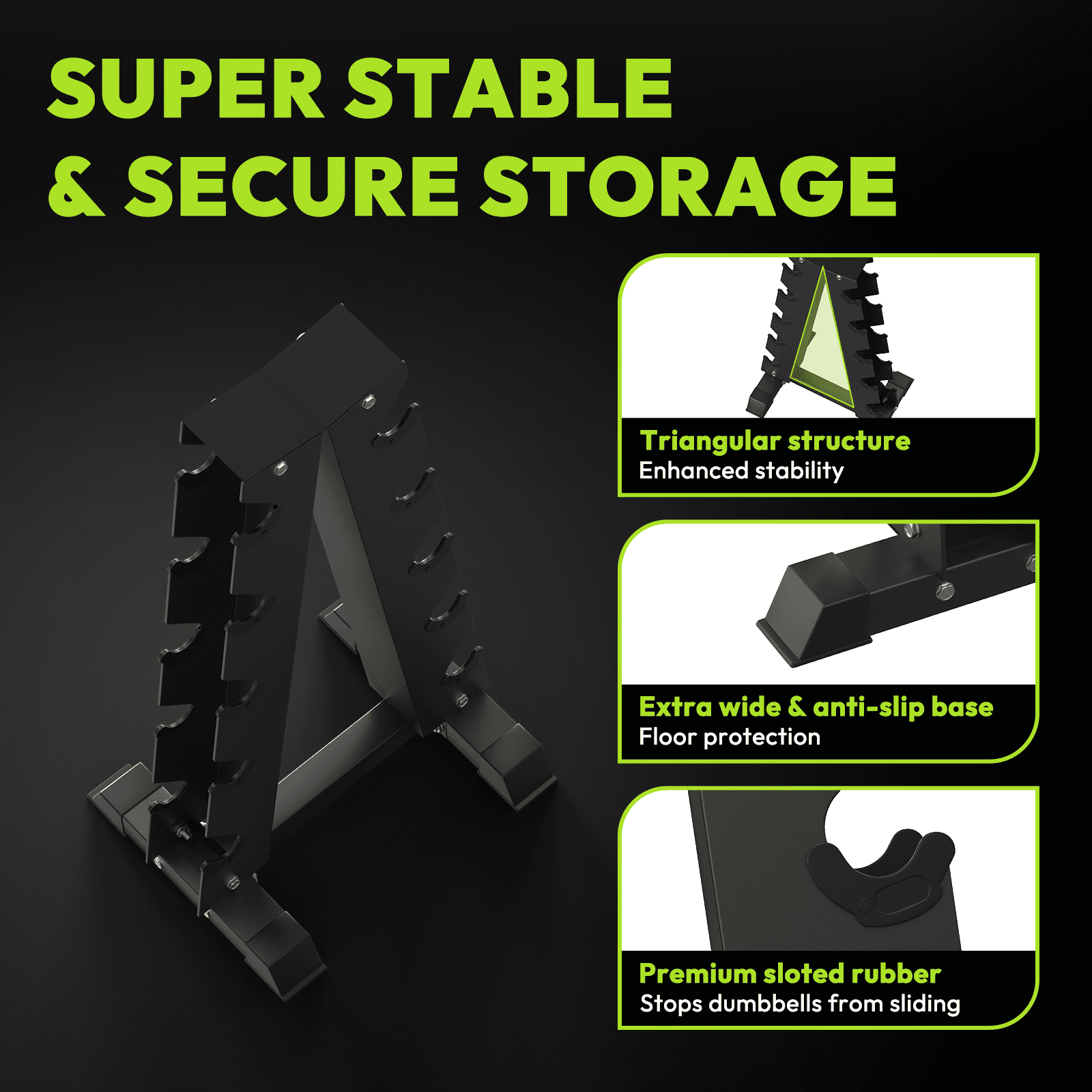 HANDBODE 5-Tier A-Frame Dumbbell Rack, 550 lb Capacity Compact Storage Organizer for Heavy Weight Dumbbells, Space-Saving Weight Stand for Home Gym