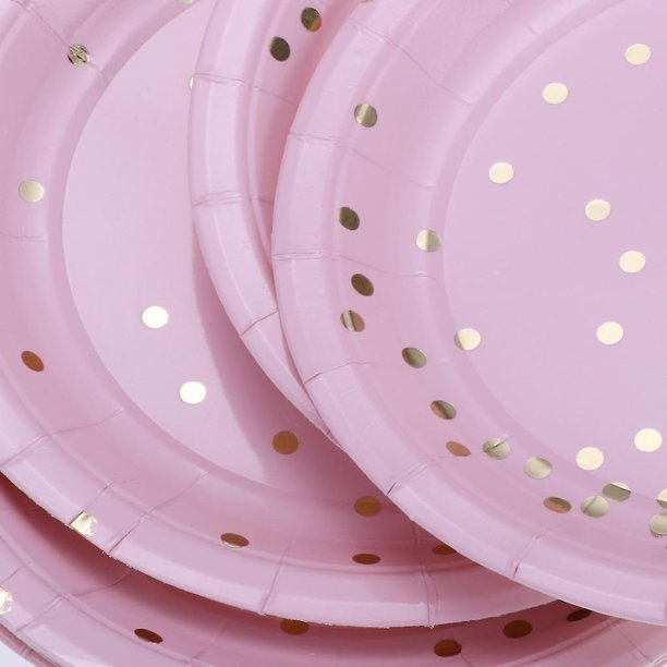 Vajilla de fiesta de cumpleaños de boda rosa Plato de papel de bronceado desechable Oro rosa Disco de 7 pulgadas Suministros de fiesta de cumpleaños para niños Picnic decorativo