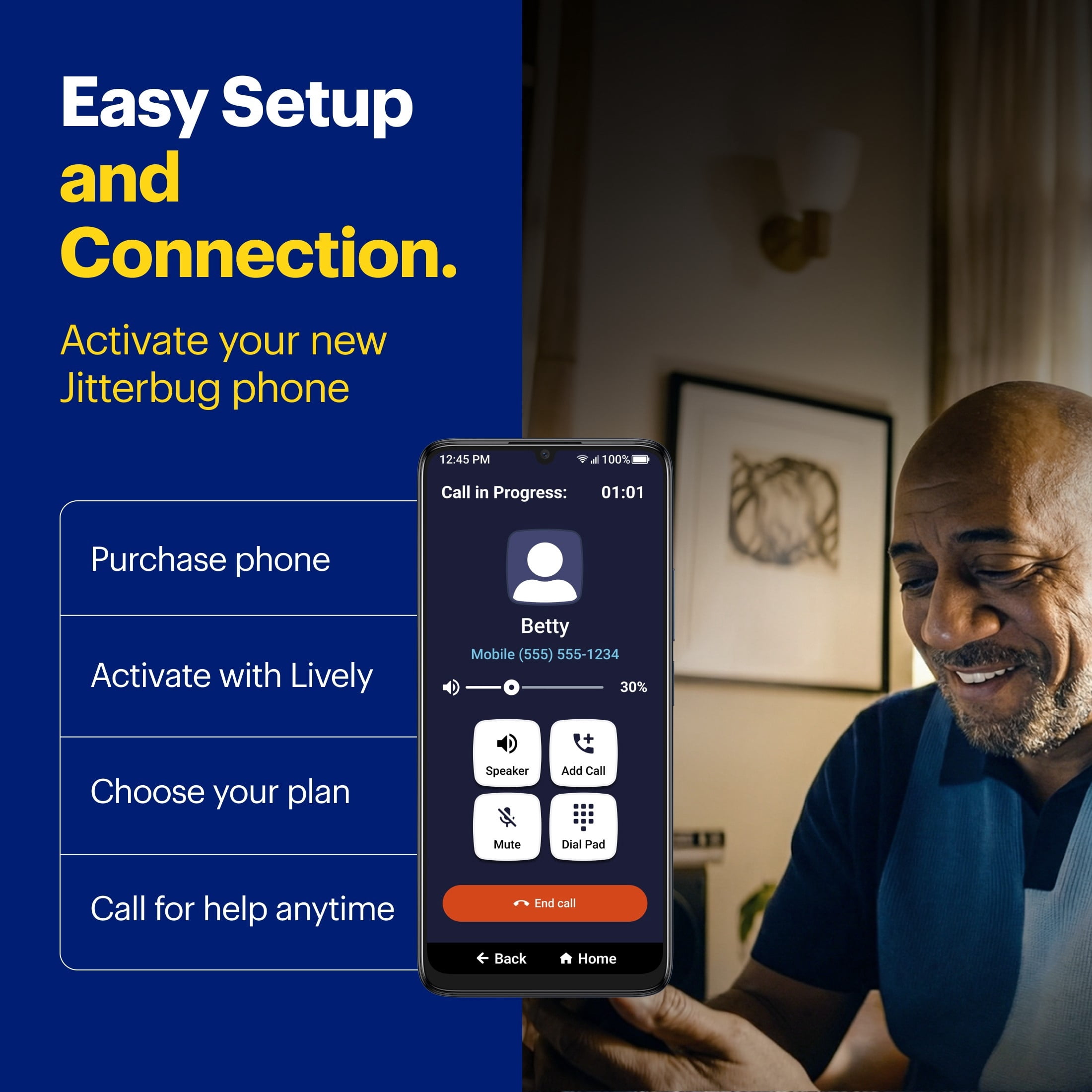 LIVELY Jitterbug Smart5 Smartphone for Seniors, No SIM Needed, Requires an Activated Lively Phone Plan, Not Compatible with Other Carriers