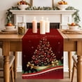 thumbnail image 2 of Red Christmas Tree Table Runner 120 Inches, Xmas Bows Pine Branches Lamps New Year Bed Runner Dresser Scarves Tabletop for Indoor Outdoor Parties/Ceremony/Banquet, 13"x 120", 2 of 8