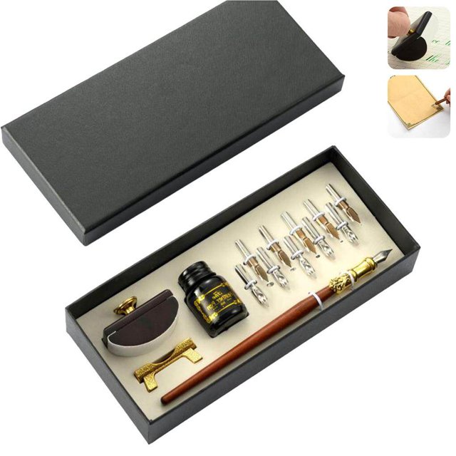 Langgg Handwriting Fountain Pen Set Handcrafted Calligraphy Portable Signature Ink Pens Gifts Student Learning School
