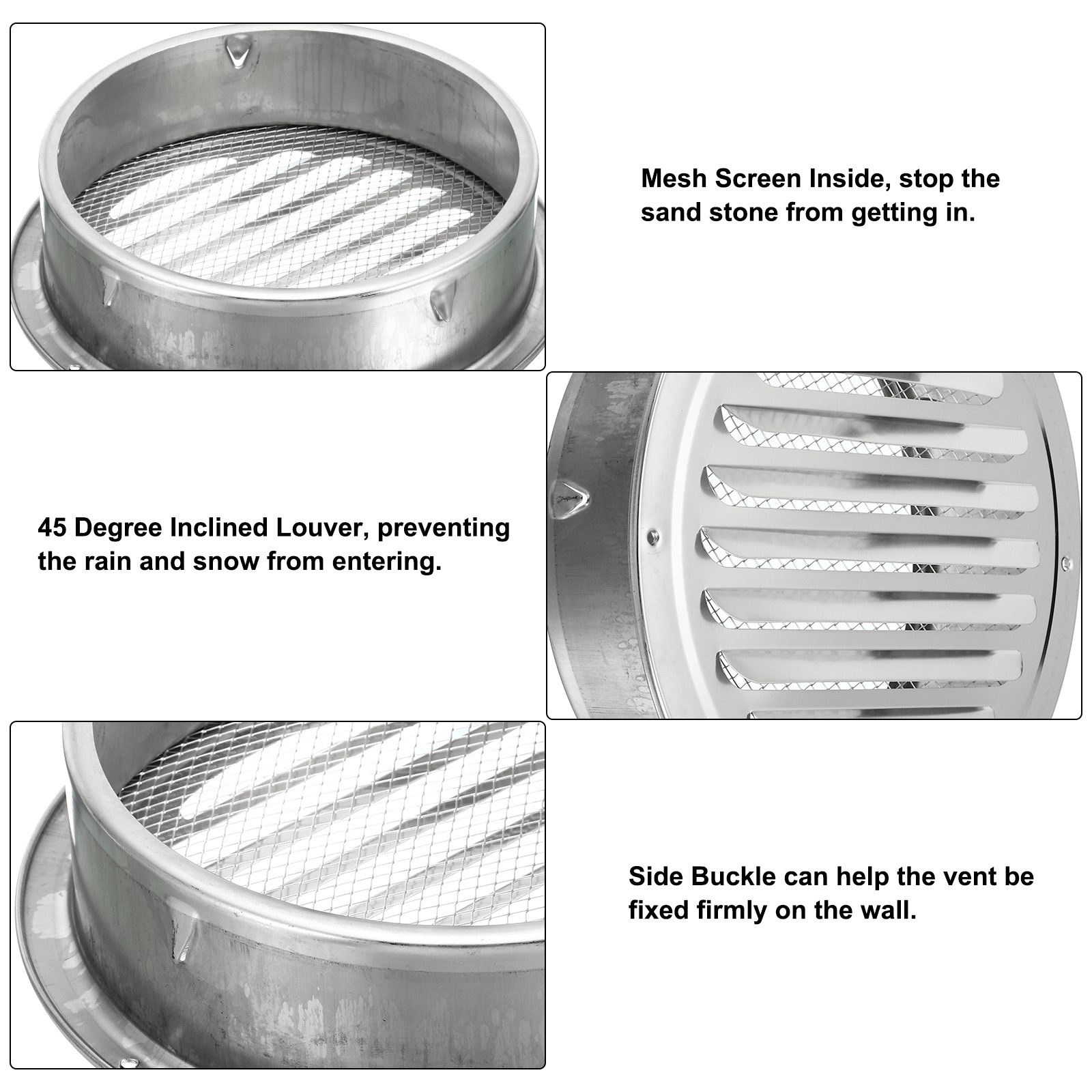Uxcell 8" Round Soffit Air Vents, 304 Stainless Steel Louver Grille Vent Cover Mesh Air Outlet for Kitchen Bathroom