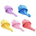 thumbnail image 6 of Household Hair Towel,Solid Color Coral Fleece Hair Towel Bath Dry Hat,Absorbent Quick Hair Drying Towels for Long Thick Hair,Multicolored Hair Drying Towel with Button,26"x10", 6 of 6