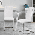 thumbnail image 1 of Dining Chairs Set of 2, Modern PU Faux Leather Dining Room Chairs with High Back and Chrome Metal Base, Upholstered Armless Side Chair Desk Chair for Living Room, Bedroom, Office, White, 1 of 7
