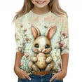 thumbnail image 2 of BRGZLK Little Girls Easter 3/4 Sleeve Tops Casual Trendy Rabbit Printed Soft Comfortable Lightweight Loose Fit Cute Crewneck Pullover Tops for Summer 2026 N 9-10 Years, 2 of 5