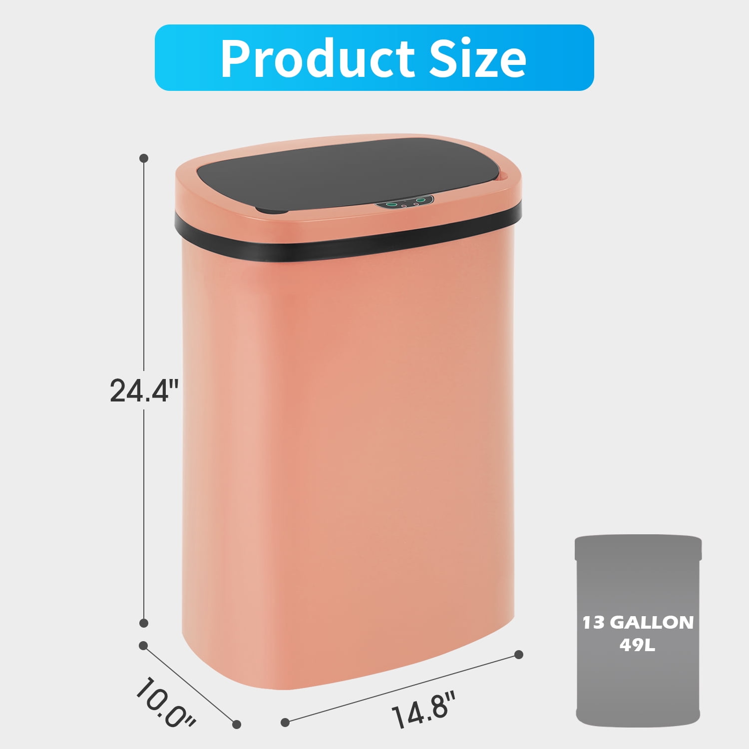 YRLLENSDAN 13 Gallon Touch Free Trash Can with Lid Auto Open, 49L Motion Sensor Kitchen Garbage Can Plastic Dustbin for Kitchen with Anti-Fingerprint Trash Bin for Office Bedroom, Pink 1 Pack