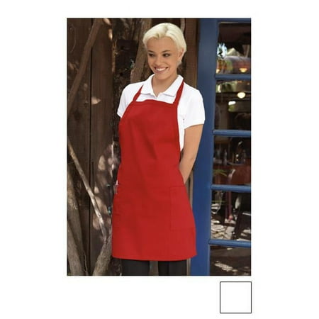 Uncommon Threads 3016-2500 Ajustable Bib Apron 2 Patch Pockets in White