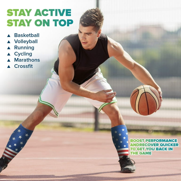 Sports Leg Calf Support Stretch Sleeve Compression Socks Running Basketball  US