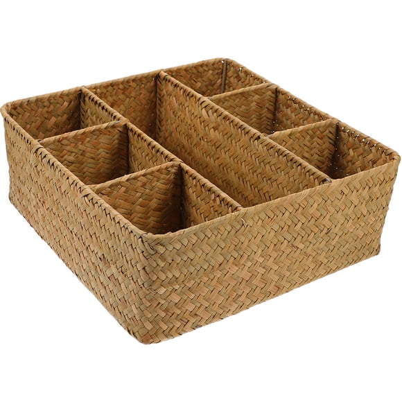 HAMPPLIES 1Pack Woven Shelf Basket Wicker Material Minimalist Design for Homeowners and Families 11.8X10.6X3.9in