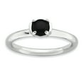thumbnail image 1 of Sterling Silver Stackable Expressions Polished Black Agate Ring Size 9, 1 of 3