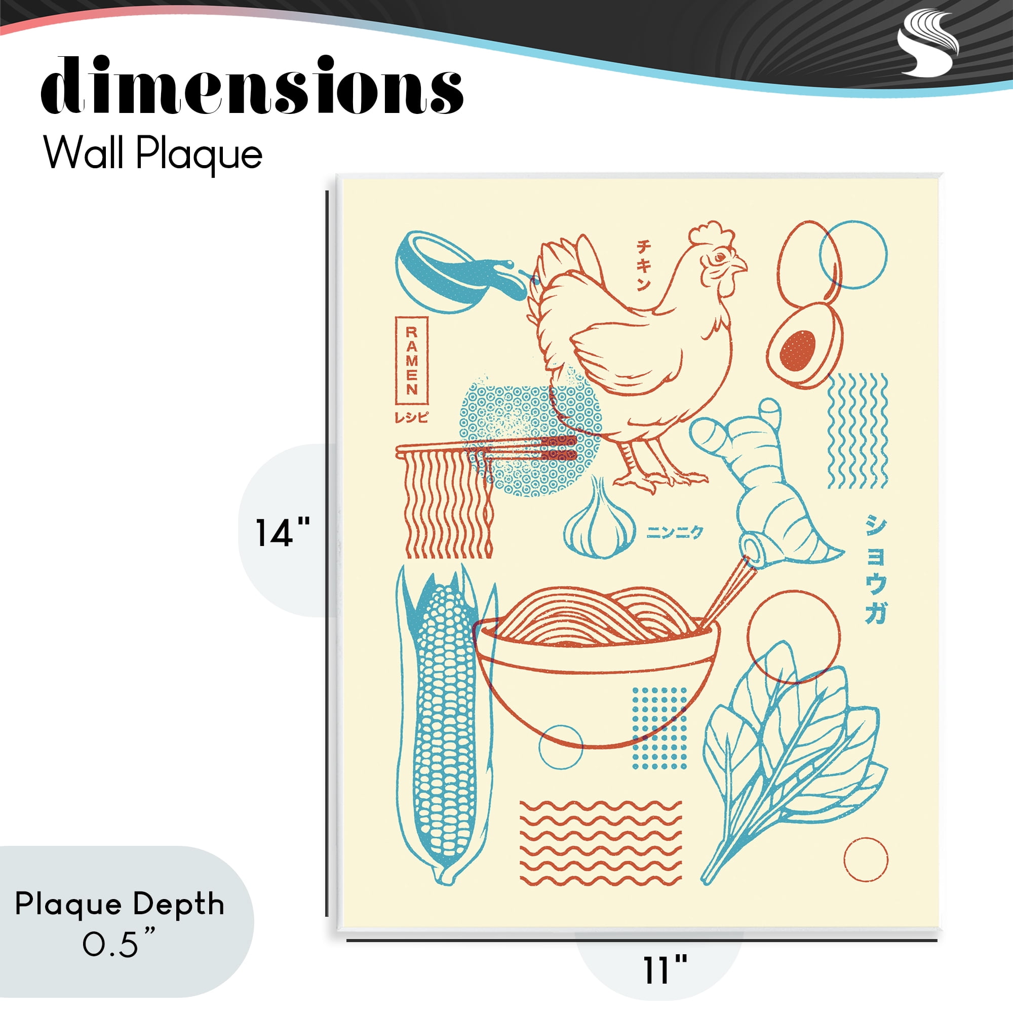 Stupell Industries Minimalist Ramen Ingredients Wall Plaque Art, design by Tobe Fonseca