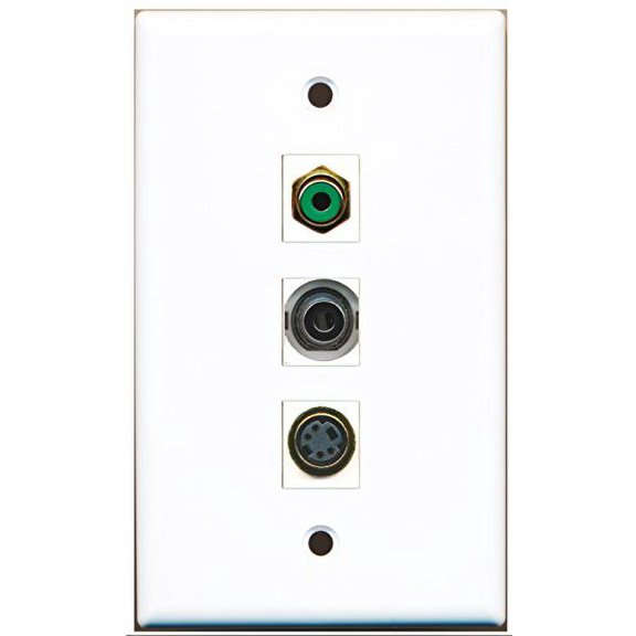 RiteAV - 1 Port RCA Green and 1 Port S-Video and 1 Port 3.5mm Wall Plate