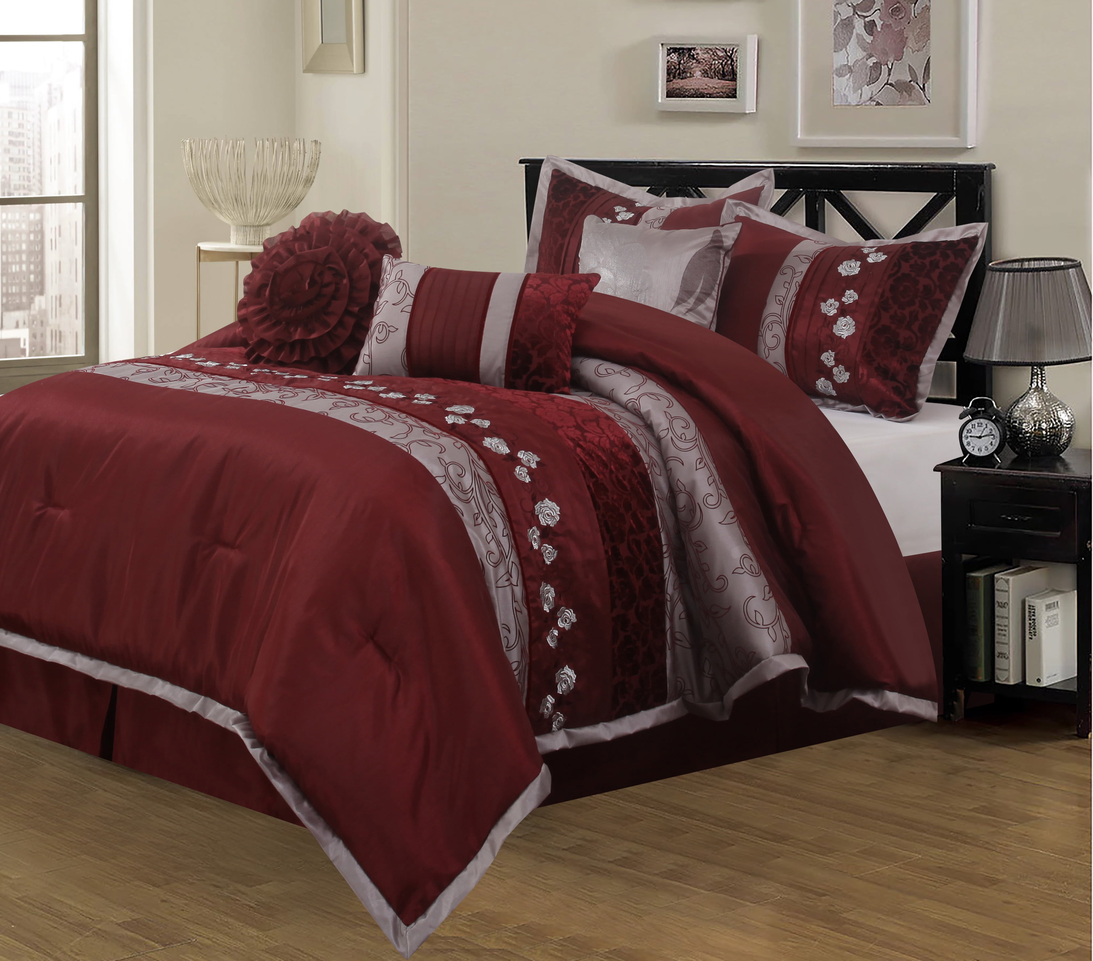 Bedford Home 14-Piece Riley Embroidered Comforter Set King 
