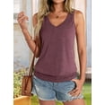 thumbnail image 4 of Womens Banded Bottom V Neck Tank Tops Sleeveless Shirts Casual Loose Fit Clothes 2026 Summer Claret M, 4 of 8