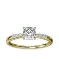 thumbnail image 1 of 0.65 Carat Excellent Cushion Cut Real Diamond New Design Solitaire with Accents Ring for Wedding Solid 18K Yellow Gold Size 11, 1 of 6