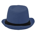 thumbnail image 4 of Unisex Summer Fedora Panama Hat Trilby Cuban Straw Sun Hats Short Brim with Black Band Navy, 4 of 6