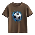 thumbnail image 4 of ITSAME T-Shirts for Boys, Round Neck Short Sleeve Football Print Kids Fashion Casual Tops Brown Size 3-4, 4 of 7