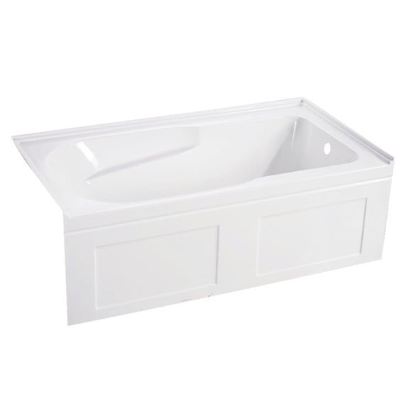 Aqua Eden VTAP603220CR 60-Inch Acrylic Rectangular 3-Wall Alcove Tub with Anti Skid and Right Drain Hole in Glossy White