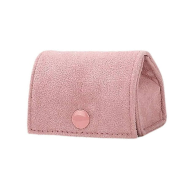 Joyero de terciopelo suave, minibolso organizador con botones, pequeño estuche de terciopelo para anillos de viaje, ideal como regalo para madres e Rosa