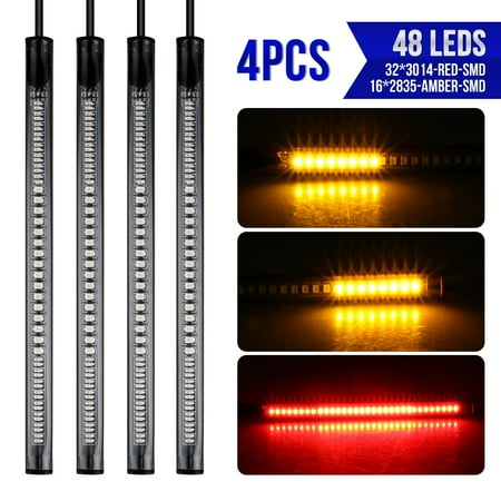 - Car LED Strip Lights, EEEKit 4-Pack Multi-Color 48 LEDs Car Motorcycle Light Kit Strips Tail Brake Stop Turn Signal Driving Running Light for Cars SUV Vans Trucks ATV