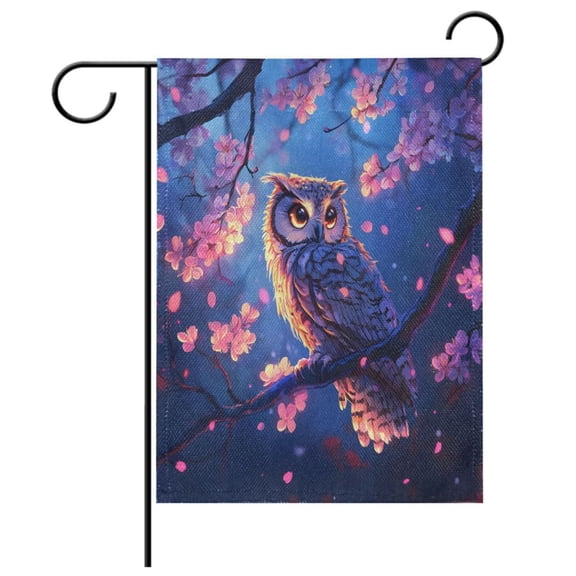 Ryvnso Owl at Night Pattern Garden Flag 12x18 Inch Double Sided Seasonal Yard Decoration