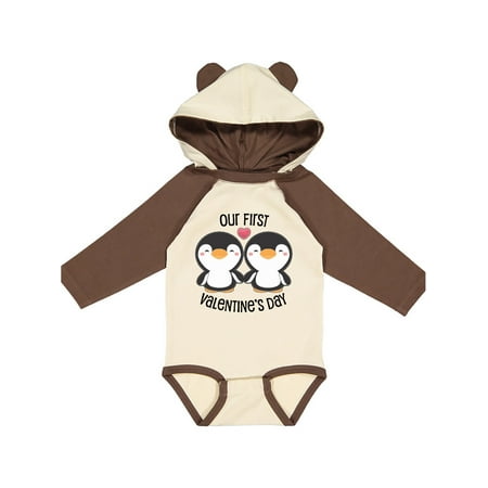 

Inktastic Our First Valentines Day- cute penguins Gift Baby Boy or Baby Girl Long Sleeve Bodysuit