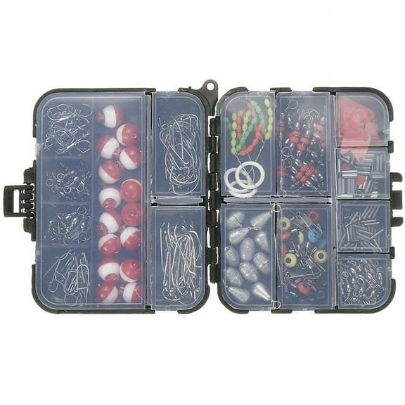 273Pcs Fishing Accessory Kit with Tackle, Terminal Tackle Kits for Fresh and Saltwater, Including Jig Hooks, Bass Casting Sinker Weights, Fishing Swivels Snaps, Sinker Slides, for Dad, Boys,Black
