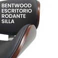 thumbnail image 4 of Fohfurniture Moderna Silla de Escritorio con Ruedas de Madera Curvada con tapicería de Piel sintética y Altura Ajustable, Negro, 4 of 6