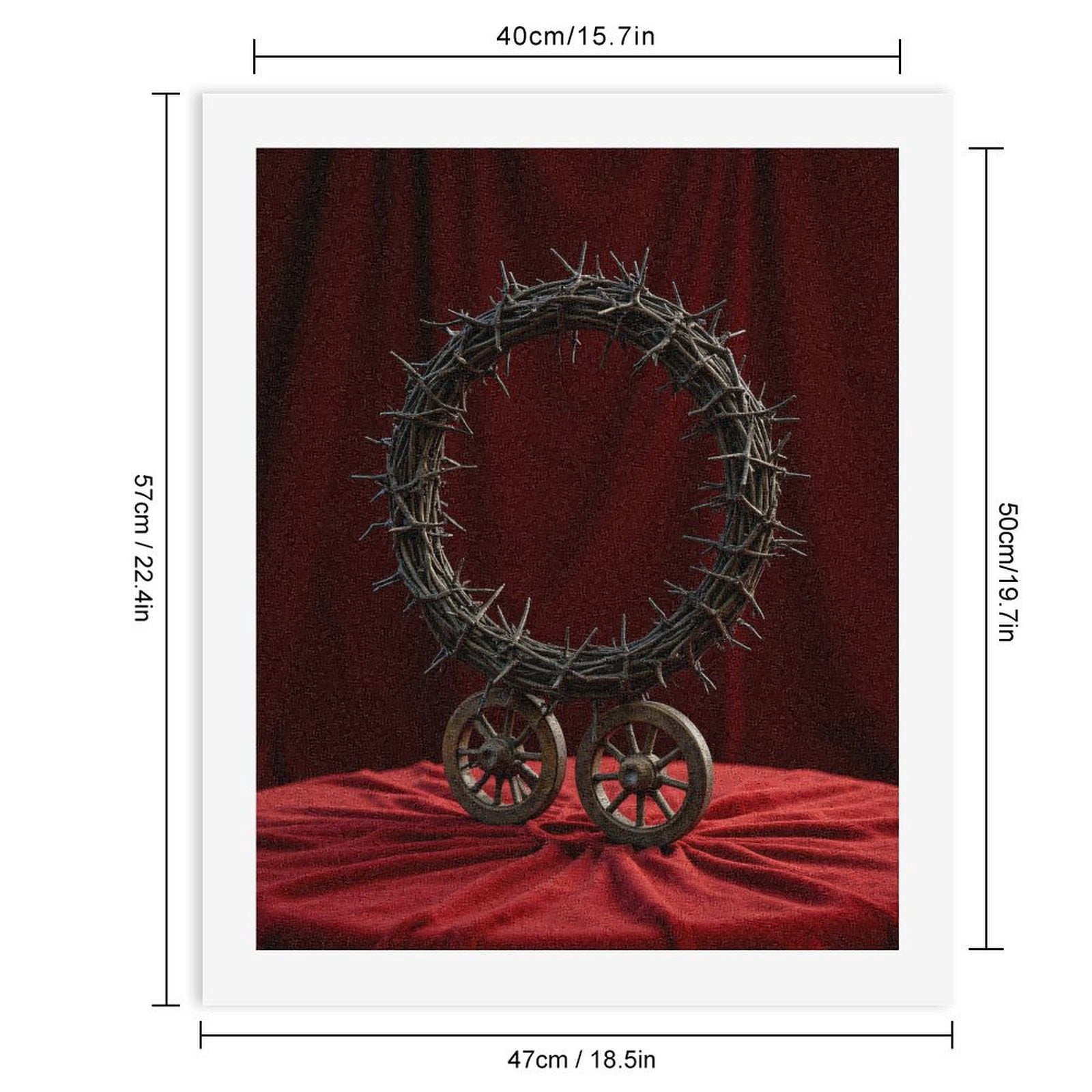 Paint by Numbers Kit for Adults, Barbed Wire Wreath On Red Fabric Paint by Numbers, Easy Paint by Numbers Kit for Adults Beginner, DIY Adult Paint by Number Kits on Canvas, Home Decor