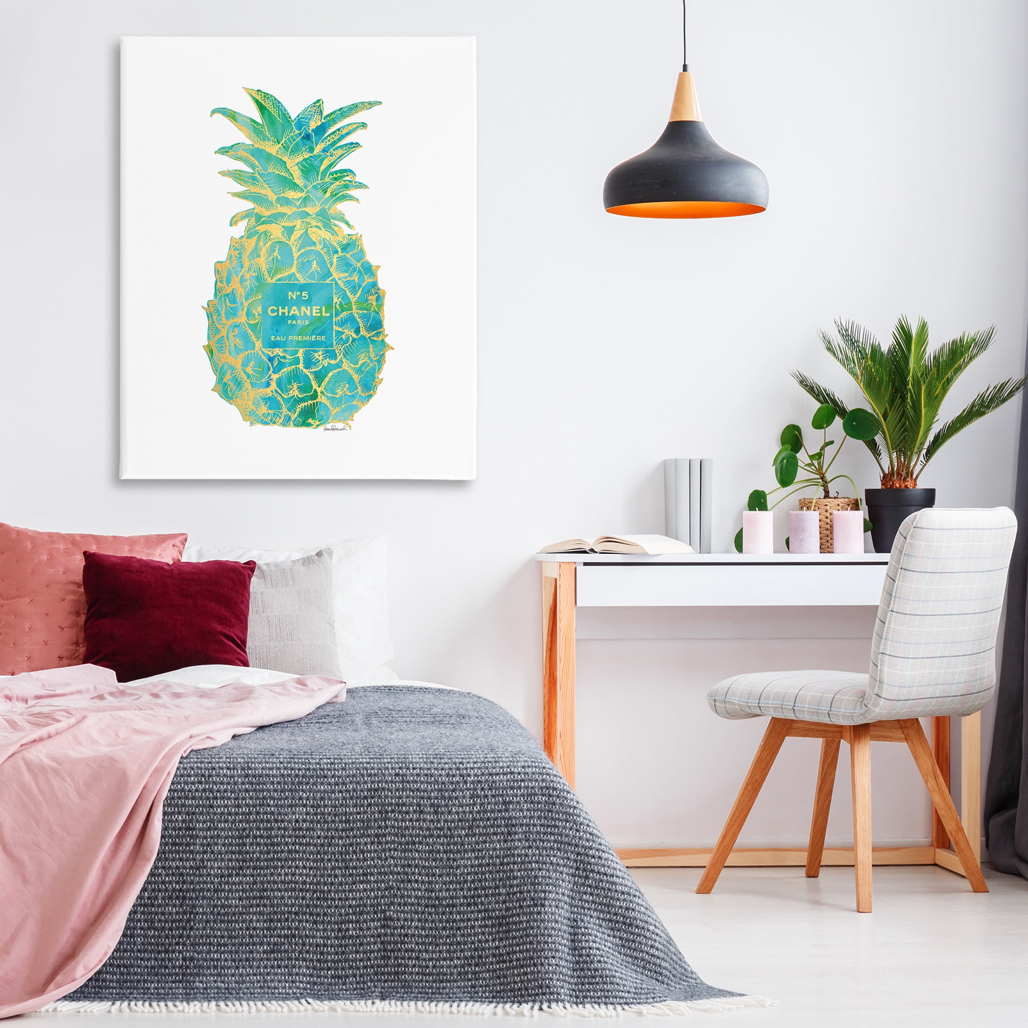 Stupell Industries Green Glam Brand Pineapple Food & Beverage Painting Wrapped Canvas Art Print Wall Art, 36 x 48