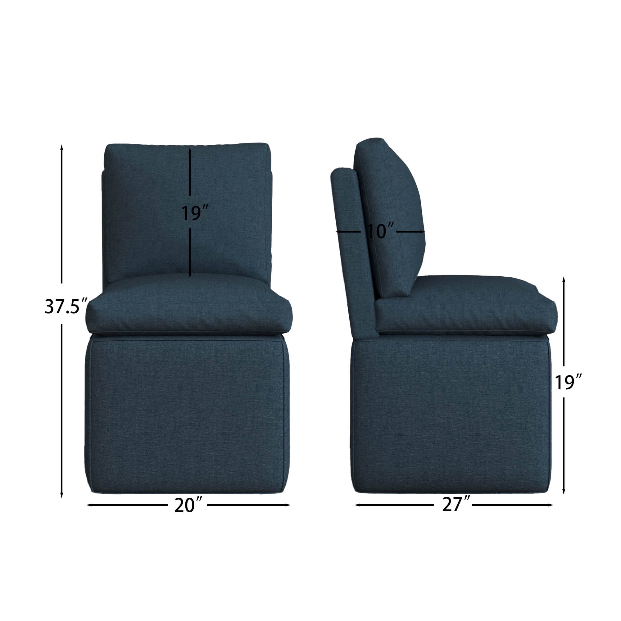 Upholstered Dining Chairs, Modern Linen Dining Chairs with Casters for Kitchen, Bedroom, Living Room, Reading Room, Blue