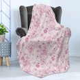 thumbnail image 4 of Floral Soft Flannel Fleece Blanket, Shabby Form Vintage Flower Motifs in Soft Toned Essence Beauty Nature Design, Cozy Plush for Indoor and Outdoor Use, 60" x 80", Fuchsia Pale Pink, by Ambesonne, 4 of 5