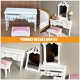 thumbnail image 5 of 1Set Miniature Dollhouse Vanity Table Set with Stool 1:12 Scale White Makeup Dressing Table with Drawers for Bedroom Scene Decoration, 5 of 5