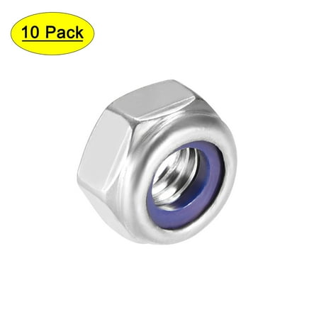 

Uxcell M6 x 1mm Hex Lock Nuts Stainless Steel Nylon Insert Self-Lock nuts 10Pcs Silver