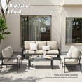 thumbnail image 5 of MRUAKA Aluminum Patio Furniture Set, 7 Pcs Modern Outdoor Sofa Sets, Outdoor Sectional Patio Conversation Set with Coffee Table for Backyard, Poolside, Beige, 5 of 11
