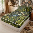 thumbnail image 3 of Manfei Vintage Floral Zipper Twin Comforter Sets with Fitted Sheet and 2 Pillowcases,Rustic Botanical Zipper Bedding Set,Reversible, 3 of 7