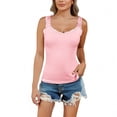 thumbnail image 2 of Helii Women's Lace Trim Cotton Camisole – 95% Cotton 5% Spandex Slim Fit Tank Top, Soft Stretchy Basic Layering Tank for Women, Everyday Undershirt with Lace Detail Pink,XXXXXL, 2 of 9